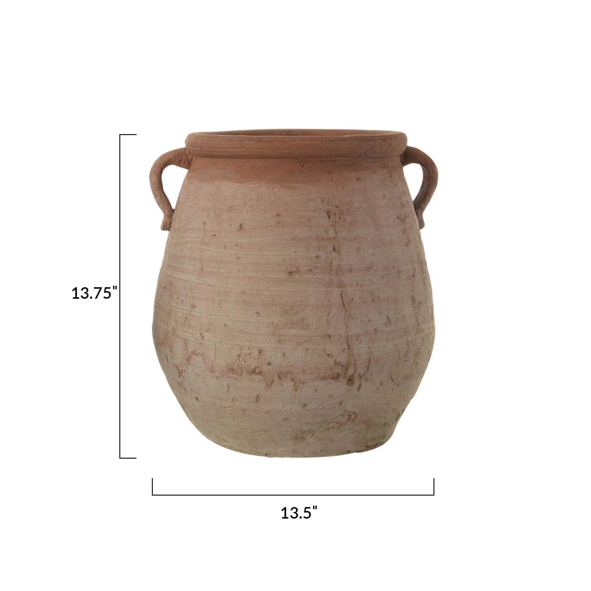 Large Orange & Whitewashed Terracotta Urn
